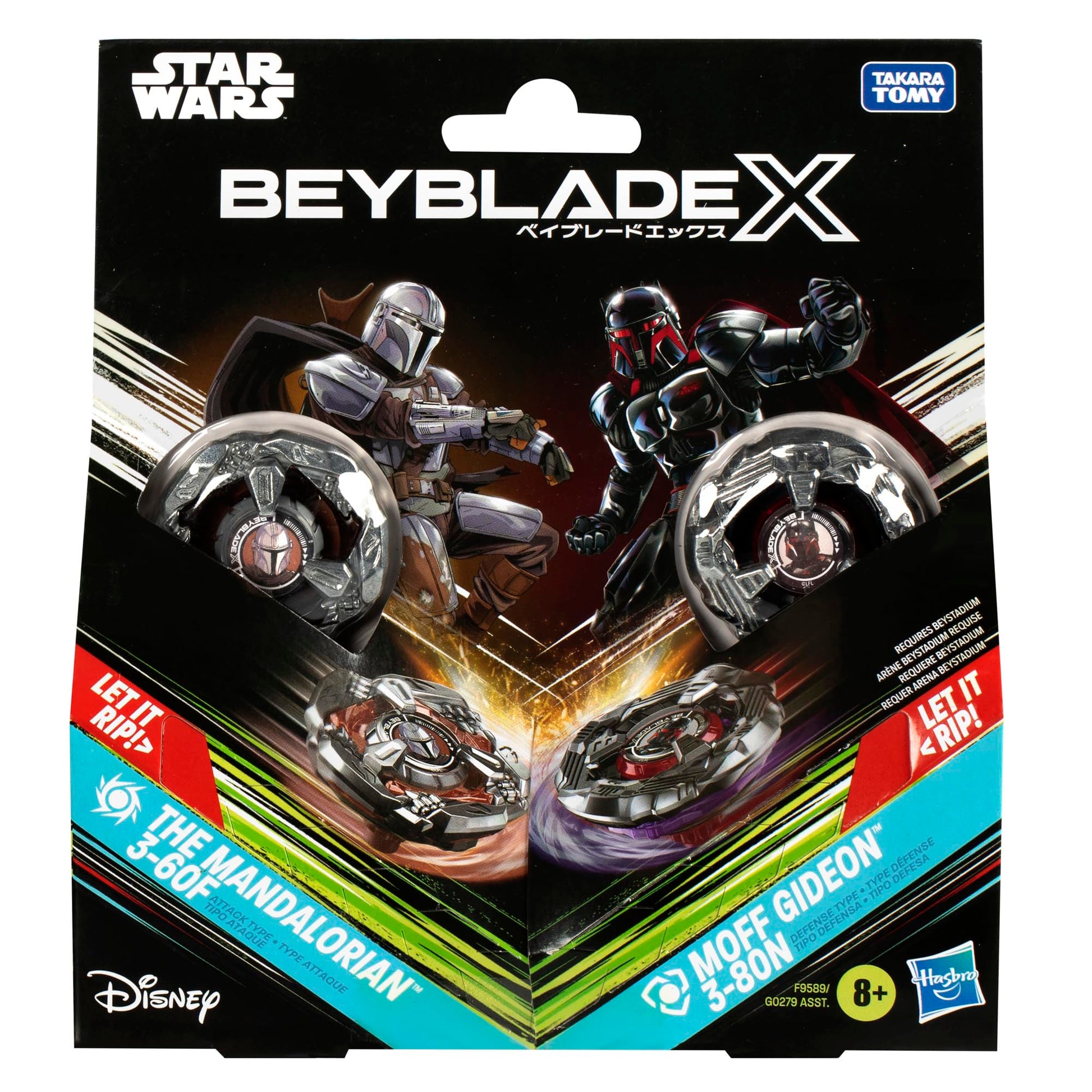 Beyblade X x Star Wars The Mandalorian 3-60F & Moff Gideon 3-80N Set