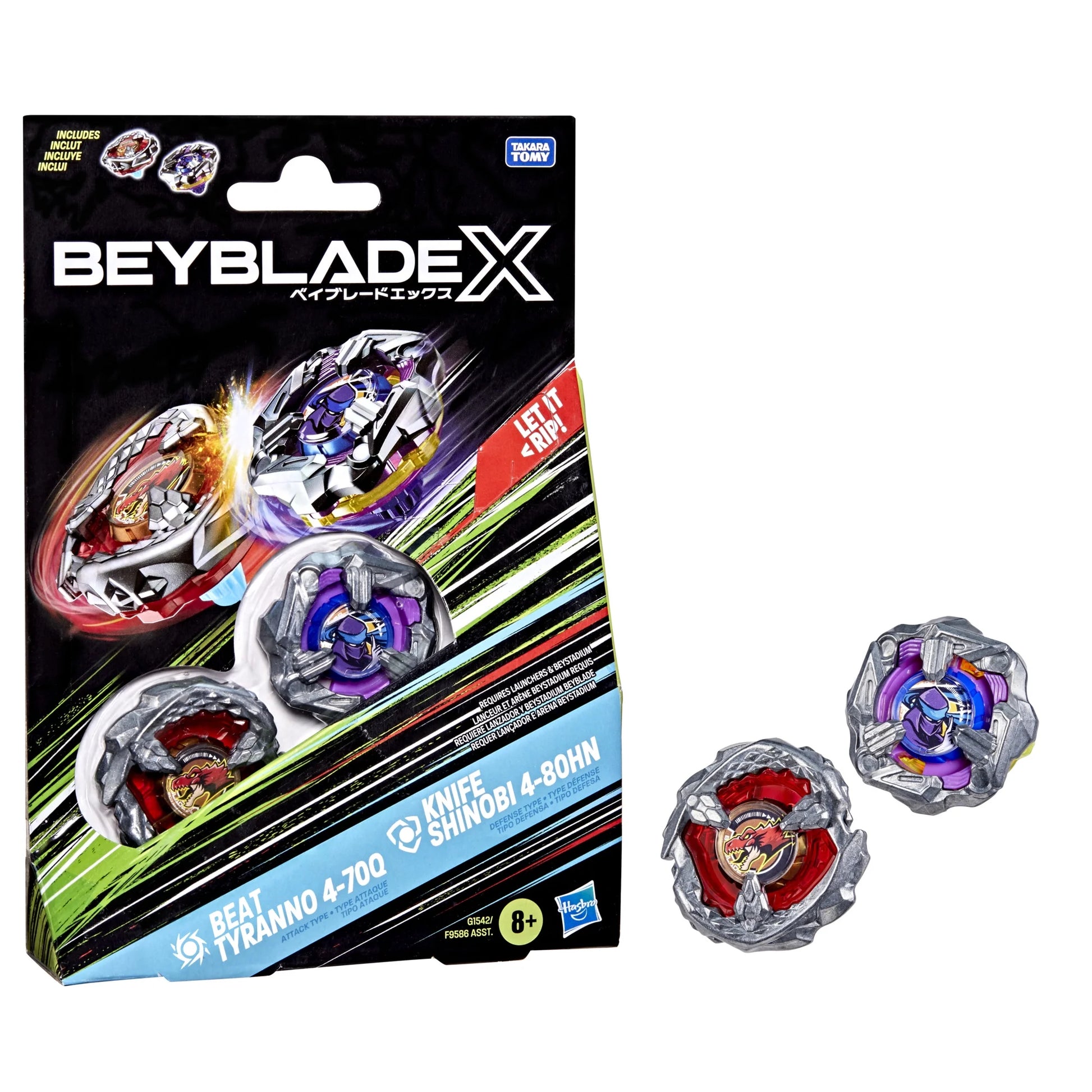 Beyblade X: Beat Tyranno 4-70Q & Knife Shinobi 4-80HN Dual Pack Set