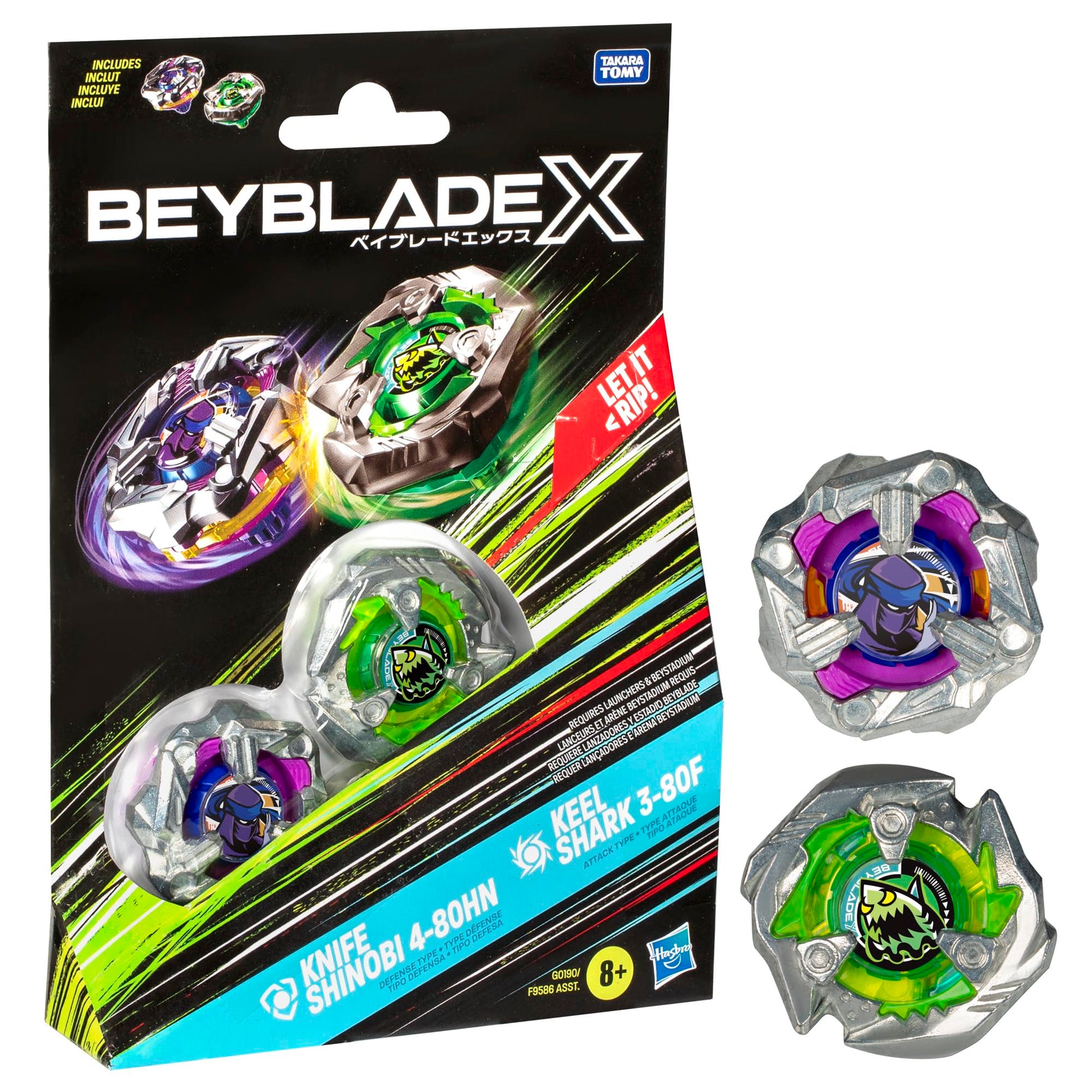 Beyblade X: Knife Shinobi 4-80HN & Keel Shark 3-80F Dual Pack Set