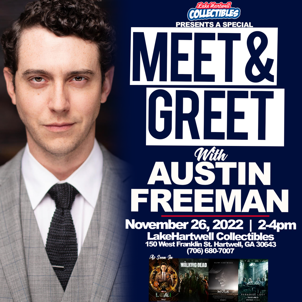 Lake Hartwell Collectibles to host Meet & Greet with Hollywood Actor Austin Freeman on November 26!