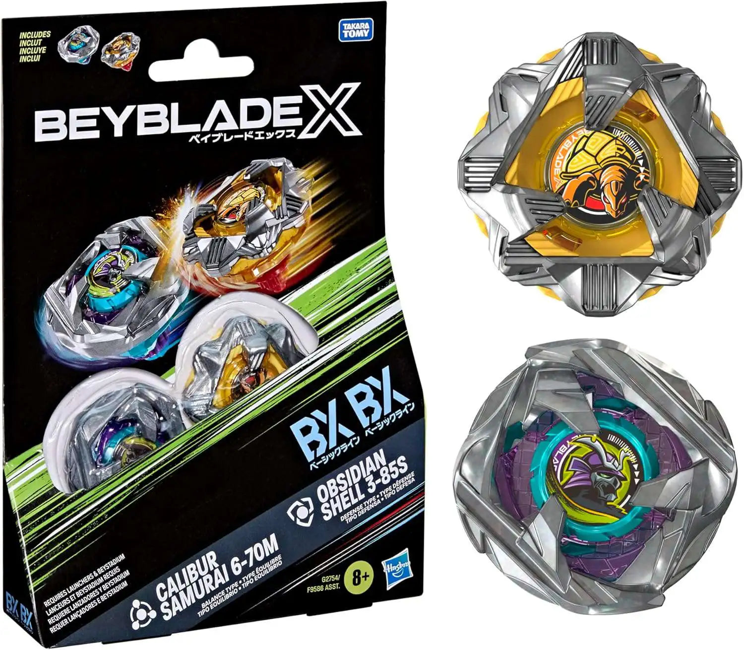 Beyblade X Calibur Samurai 6-70M & Obsidian Shell 3-85S Dual Pack Set
