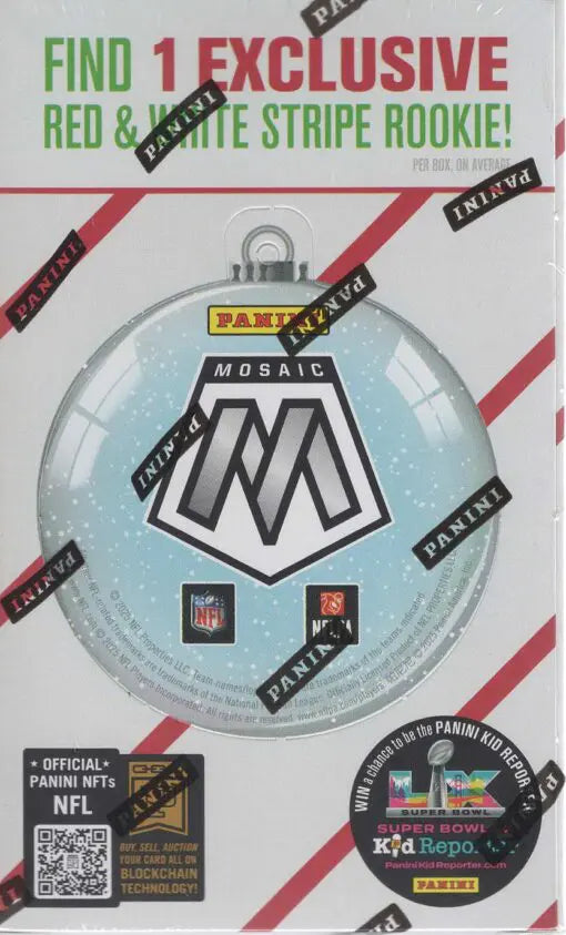 2025 Mosaic Football Holiday Box-Exclusive Red/White Stripe RC Parallel