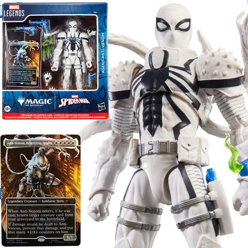 Spider-Man Marvel Legends Series Magic: The Gathering Agent Anti-Venom 6-Inch Action Figure and Card Spider-Man Hasbro Action Figures