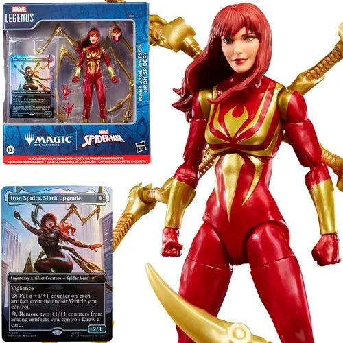 Spider-Man Marvel Legends Magic: The Gathering Mary Jane Watson (Iron Spider) 6-Inch Action Figure and Card Spider-Man Hasbro Action Figures