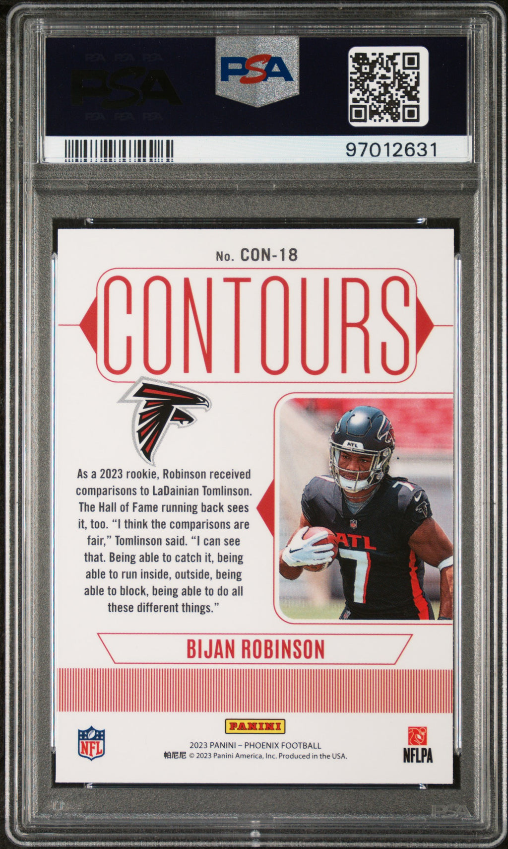 2023 Panini Phoenix Contours #CON18 Bijan Robinson PSA 10