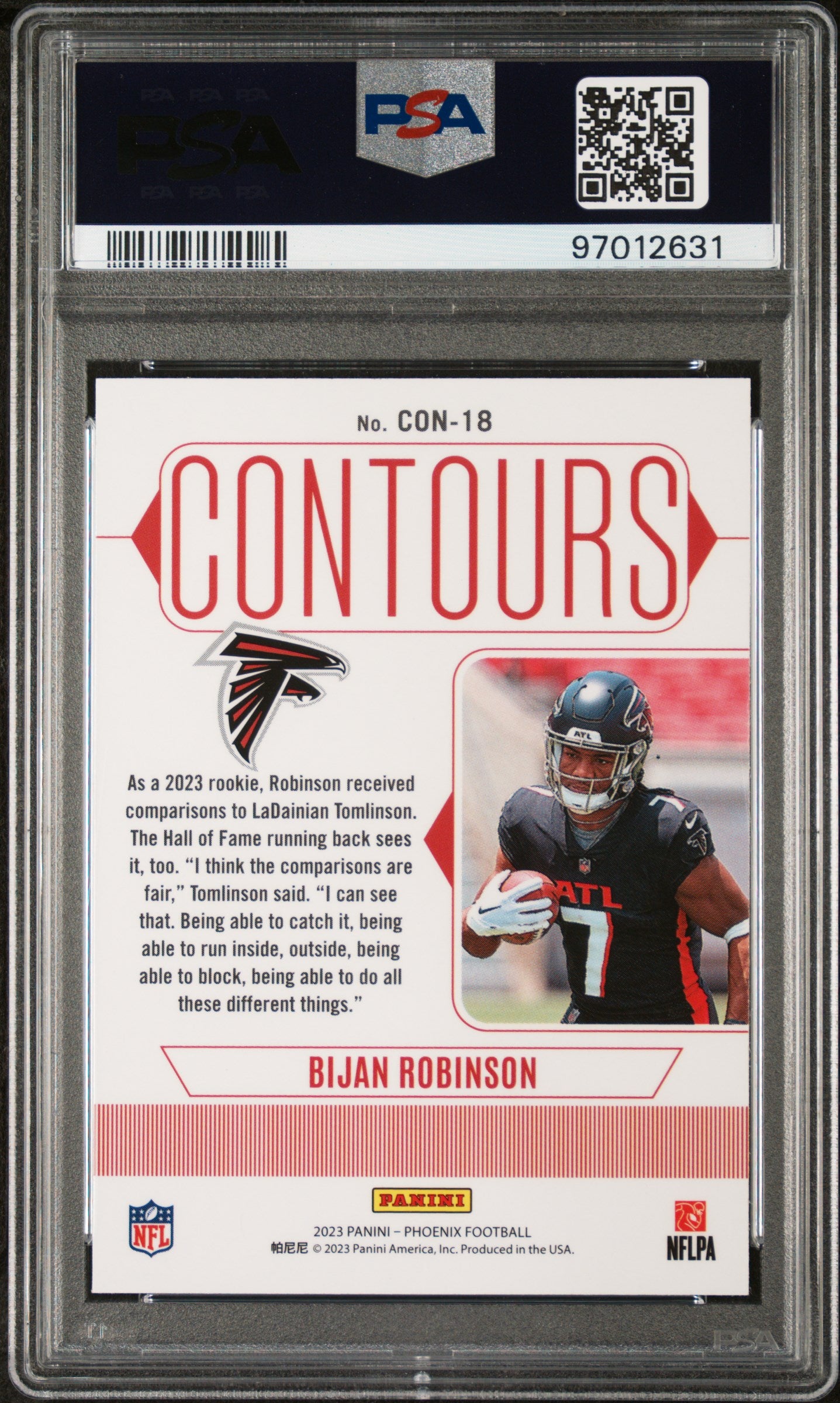 2023 Panini Phoenix Contours #CON18 Bijan Robinson PSA 10