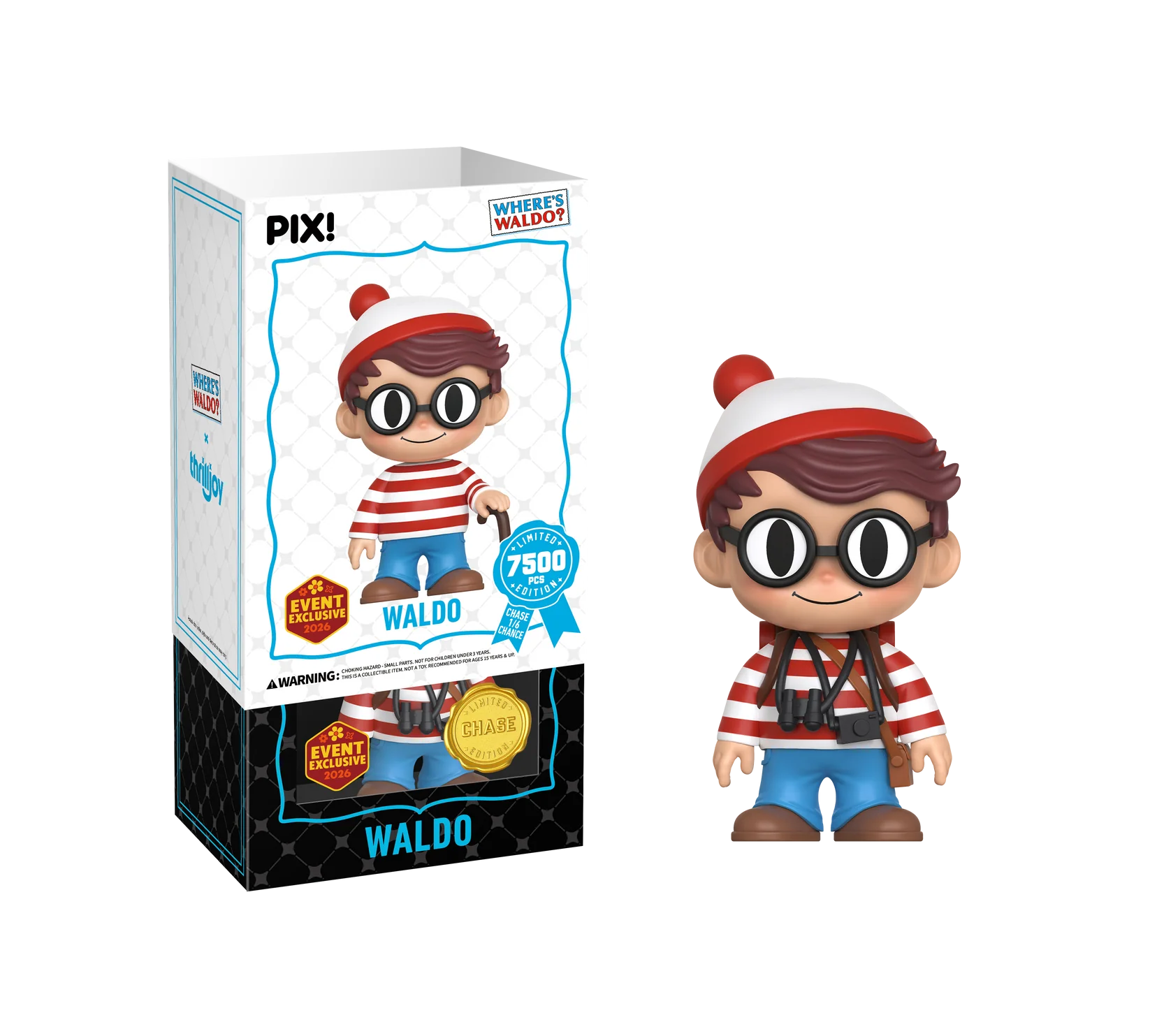Where's Waldo Waldo with Cane Thrilljjoy Pix! Vinyl Figure - 2026 Spring Convention Exclusive
