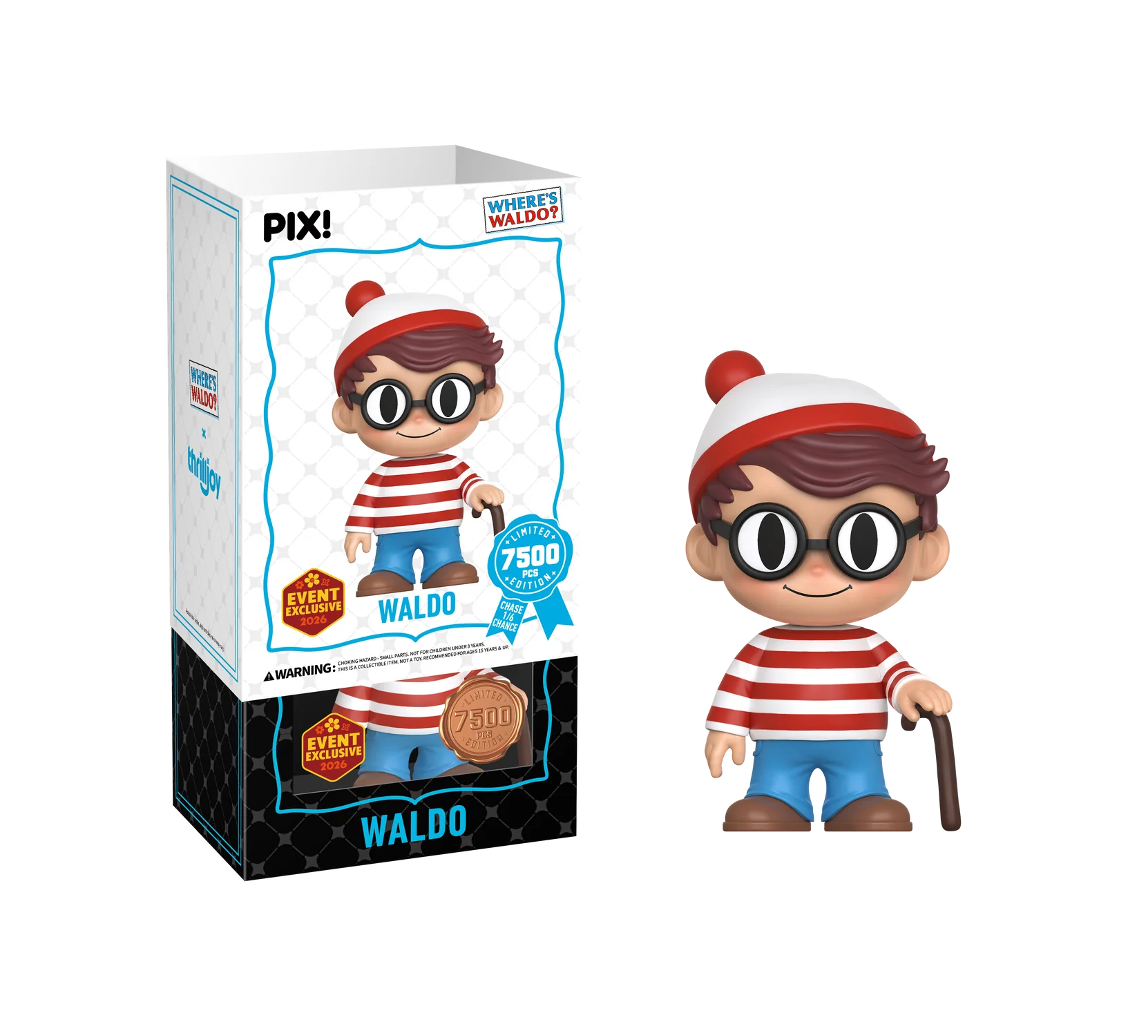 Where's Waldo Waldo with Cane Thrilljjoy Pix! Vinyl Figure - 2026 Spring Convention Exclusive