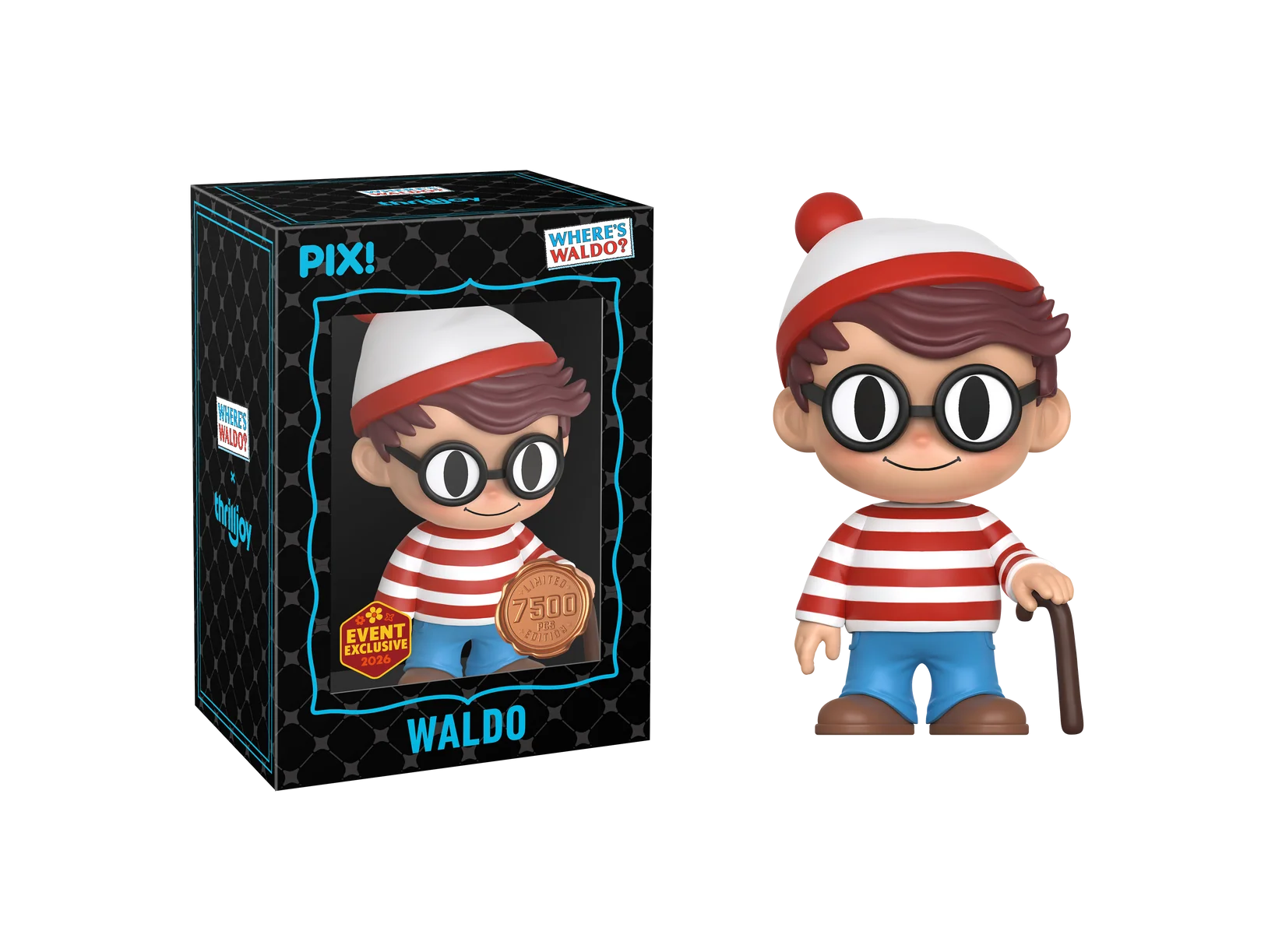 Where's Waldo Waldo with Cane Thrilljjoy Pix! Vinyl Figure - 2026 Spring Convention Exclusive