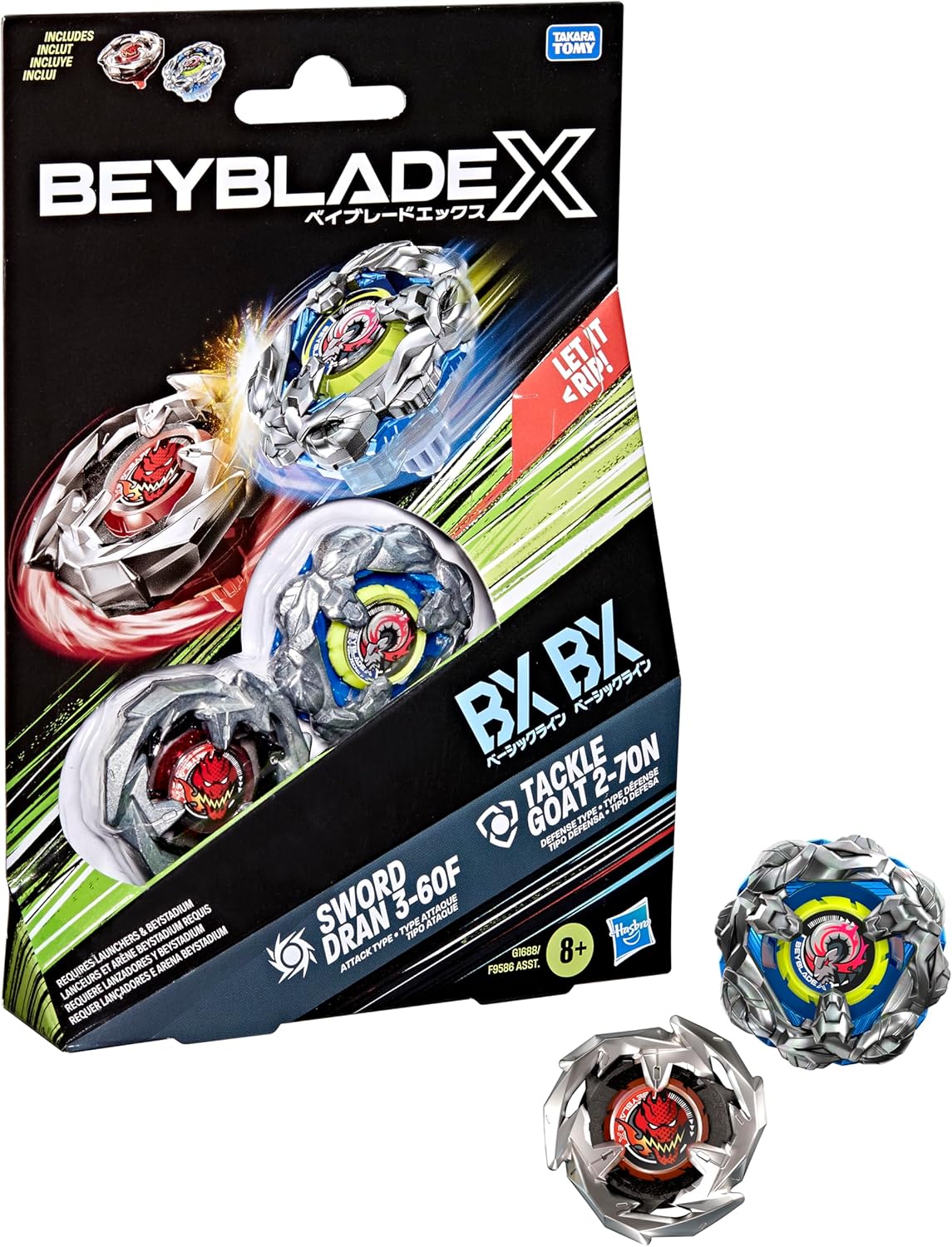 Beyblade X: BX BX Sword Rain 3-60F and Tackle Gost 2-70N Dual Pack Set