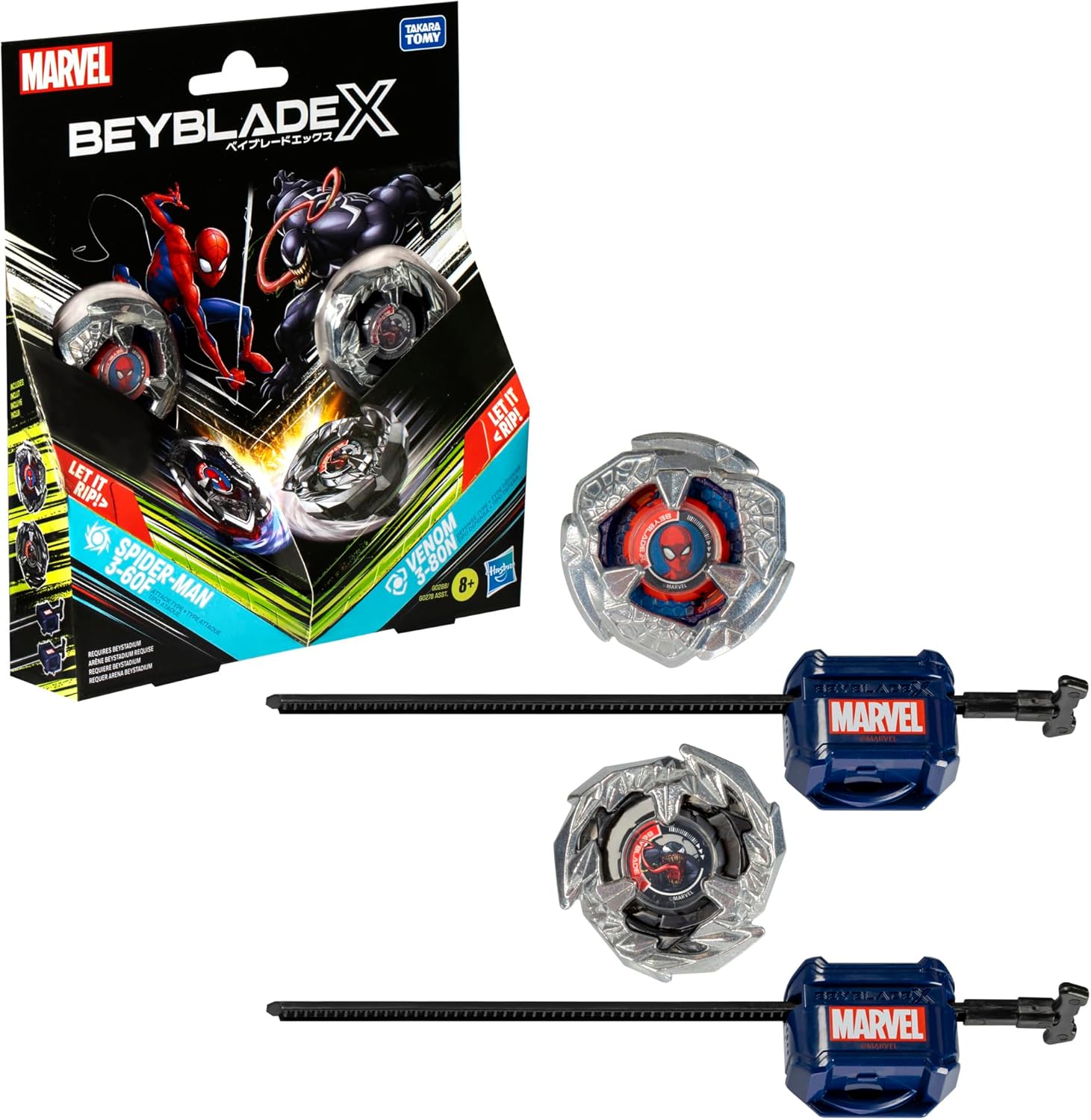 Beyblade X x Marvel Spider-Man 3-60F & Venom 3-80N Set