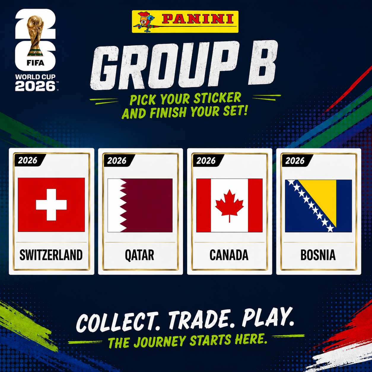 2026 Panini FIFA World Cup Stickers (FINISH YOUR SET) - SWI, CAN, QTR, BIH