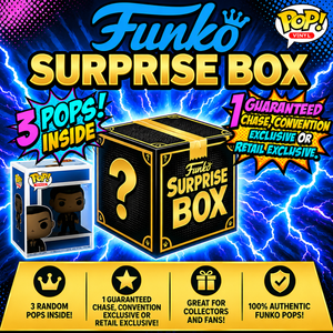 FUNKO SURPRISE BOX! 3 Pops (1 Guaranteed Chase, Convention Exclusive or Retail Exclusive)