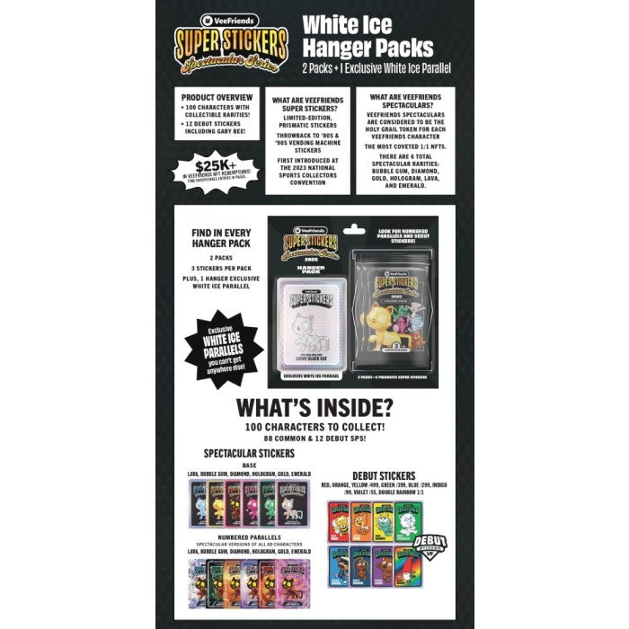 2026 VeeFriends Super Stickers Spectacular Series Hanger Pack (White Ice Parallels)