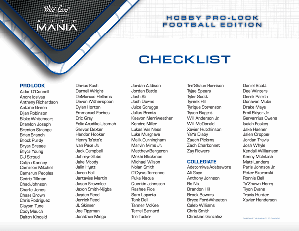 2023 Wild Card Auto Mania Pro-Look Football Edition Box