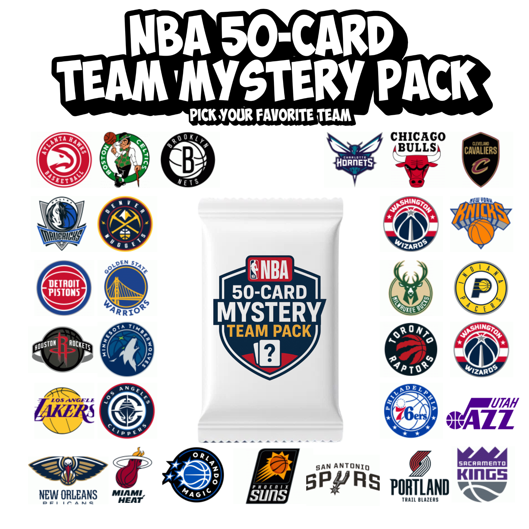 NBA 50-Card Mystery Team Pack – Choose Your Favorite Team!