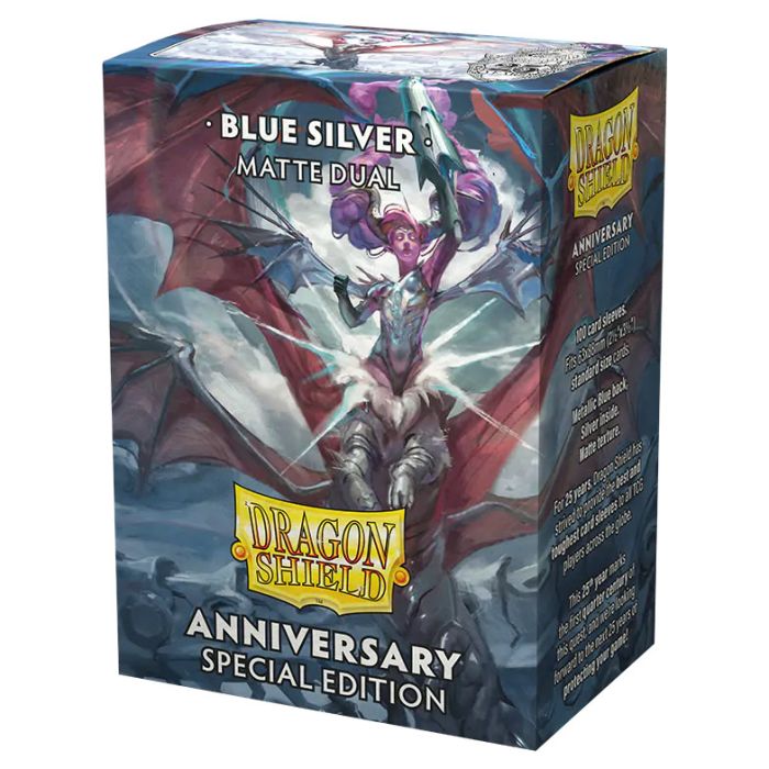 Dragon Shield: Dual Matte Sleeves - 25th Anniversary Blue Silver (100)