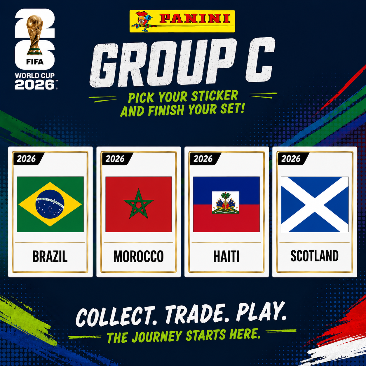 2026 Panini FIFA World Cup Stickers (FINISH YOUR SET) - BRA, MAR, HAI, SCO