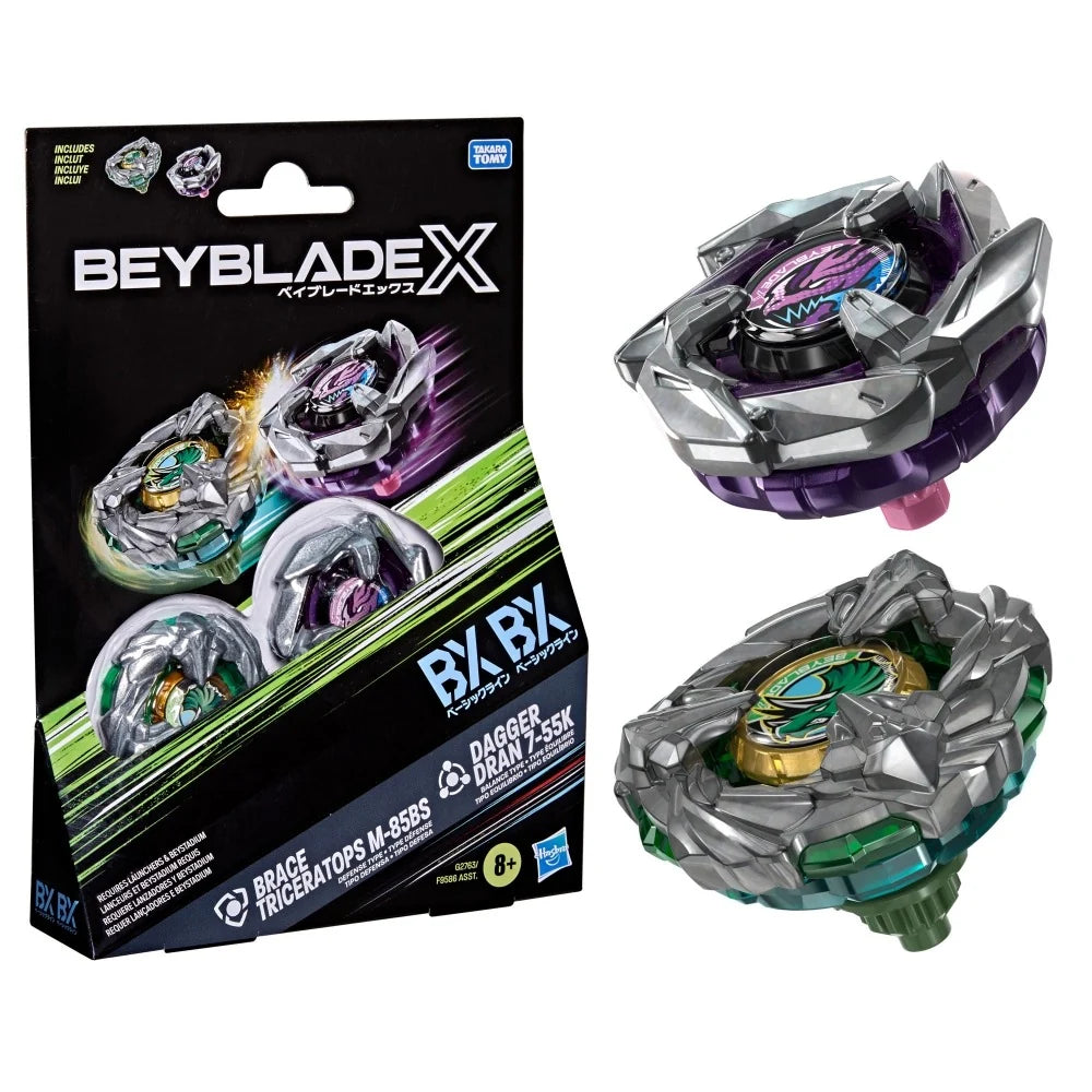 Beyblade X : BX Brace Triceratops M-85BS and BX Dagger Dran 7-55K 2-Pack Booster Kit