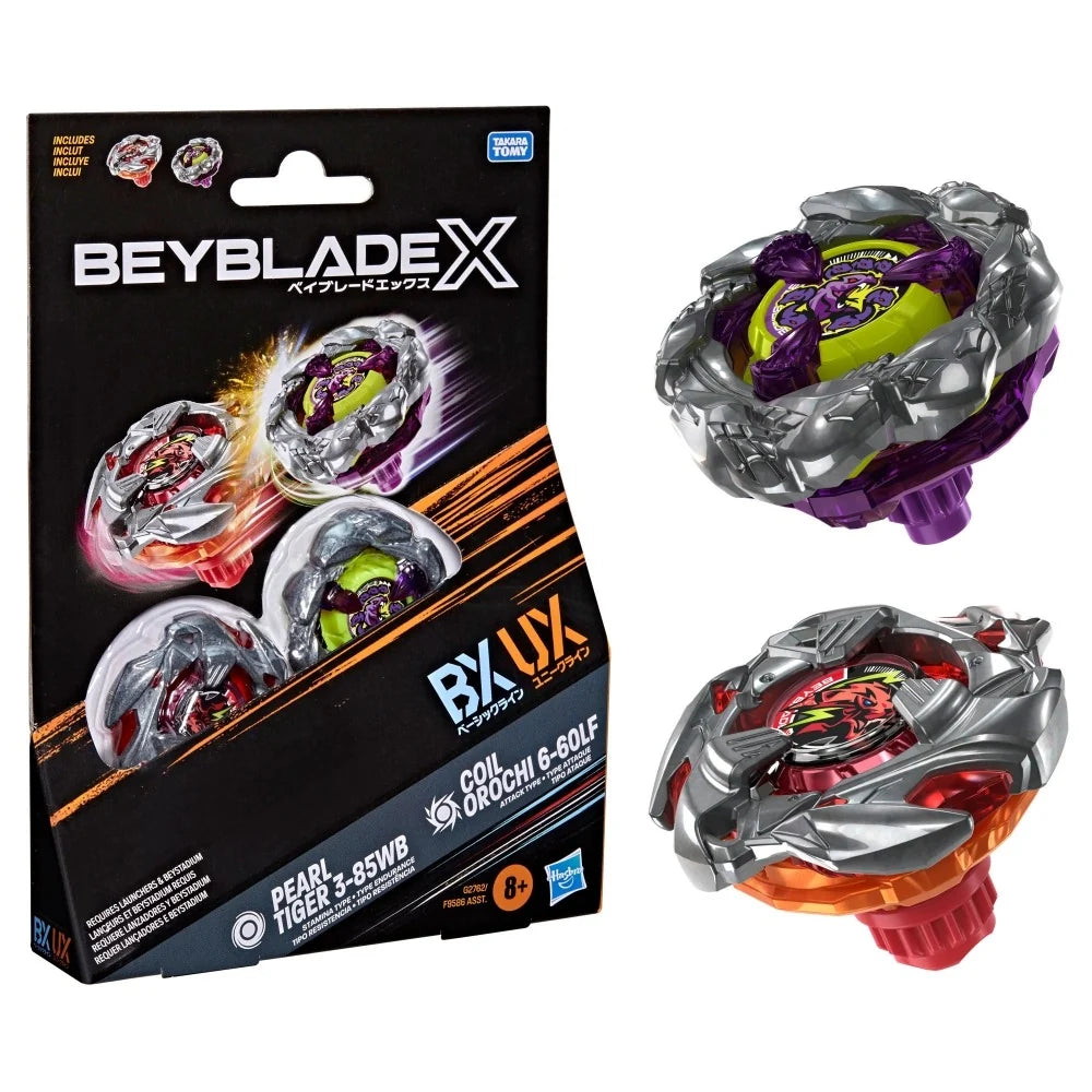 Beyblade X : BX Pearl Tiger 3-85WB and UX Coil Orochi 6-60LF 2-Pack Booster Kit