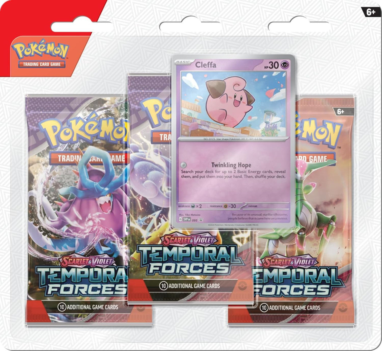 Pokemon Scarlet & Violet: Temporal Forces 3-Booster Pack Blister (Cleffa Foil Promo Card)