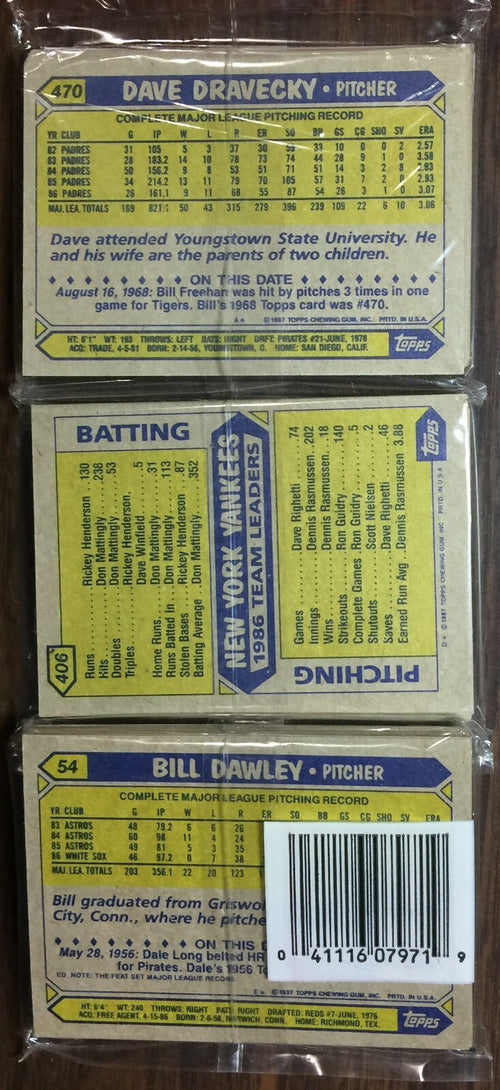 1987 Topps Baseball Rack Pack