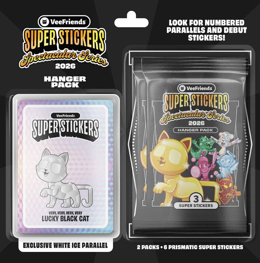 2026 VeeFriends Super Stickers Spectacular Series Hanger Pack (White Ice Parallels)