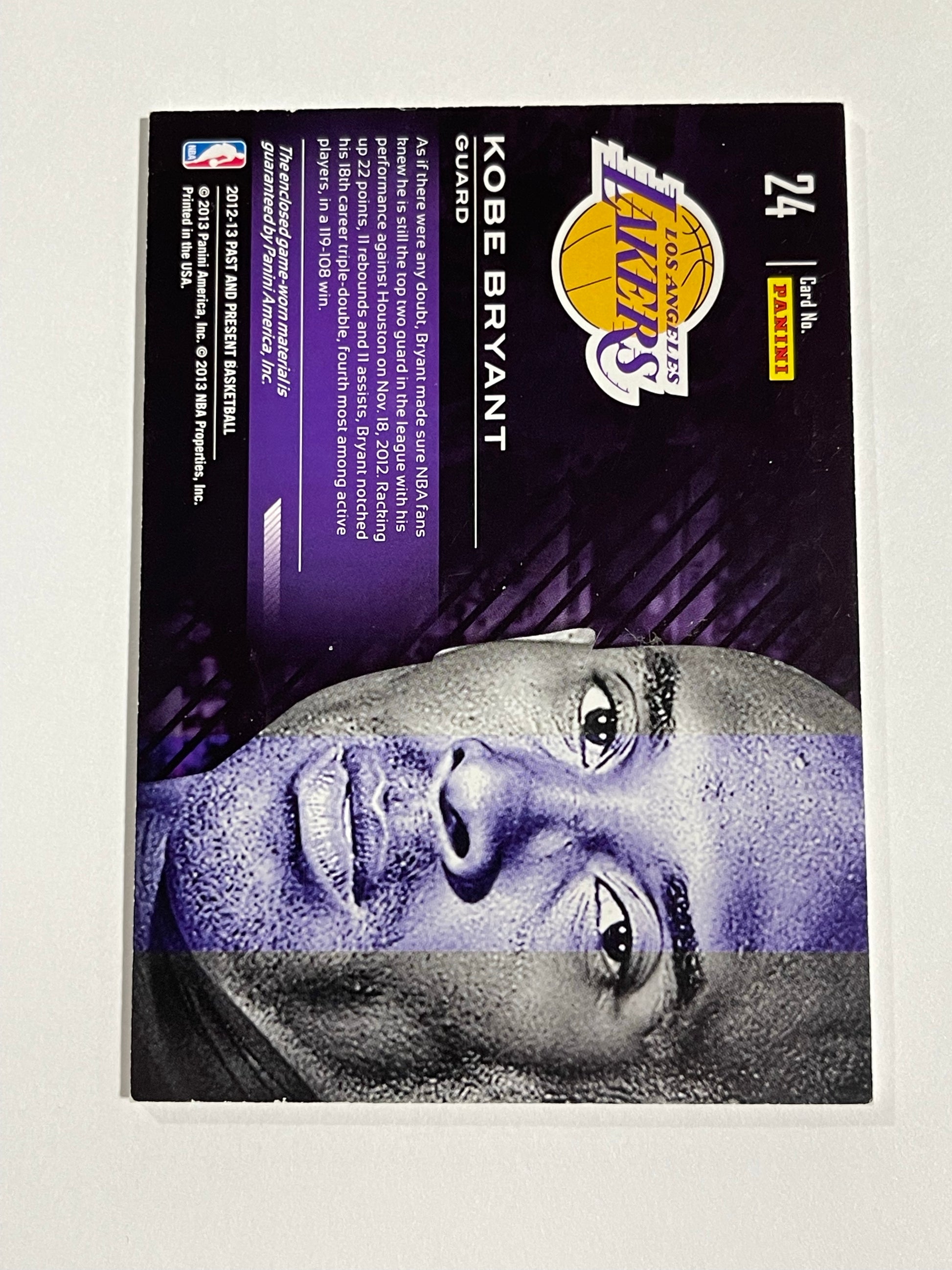 Past & Present Basketball: Kobe Bryant Jersey Card - Trading Card