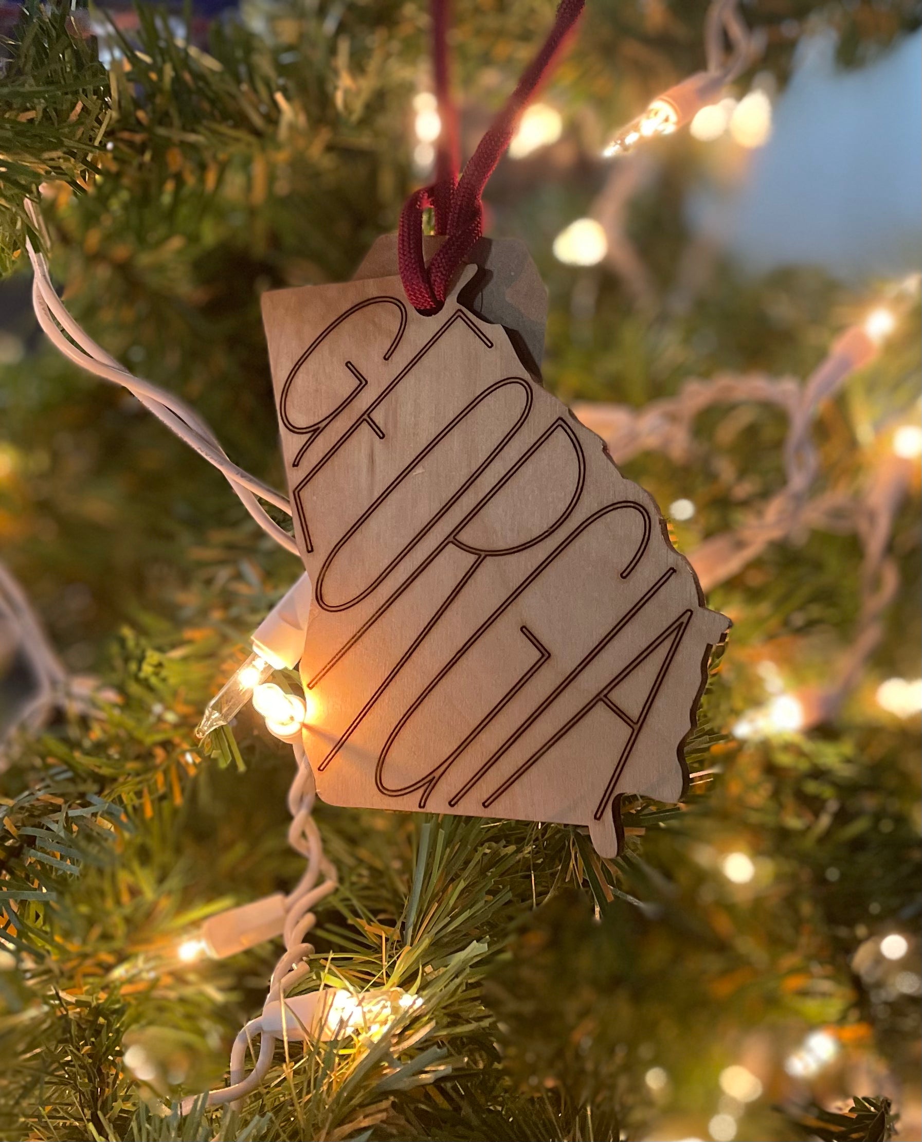 Wood State Shape Cutout Ornament - All 50 States - Georgia