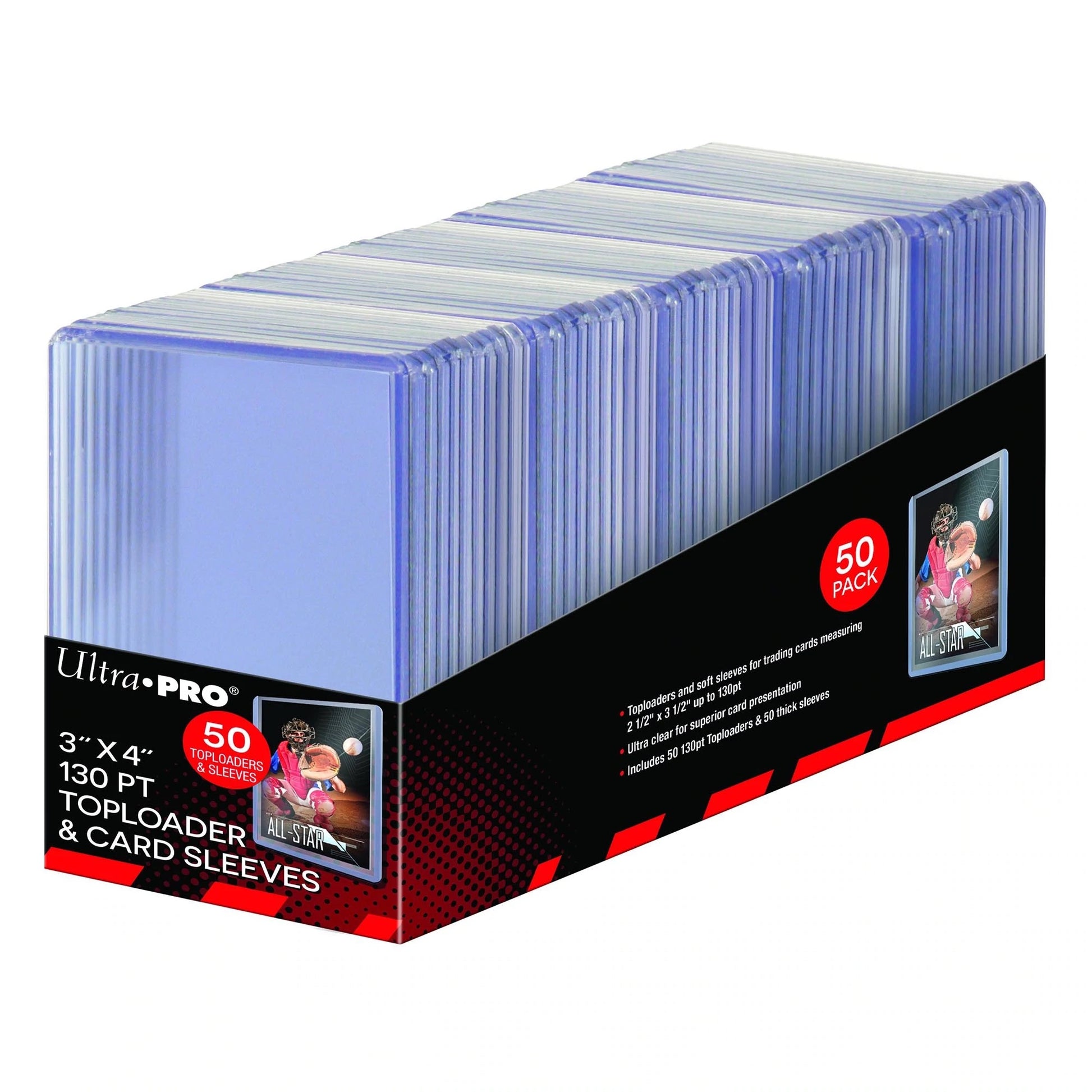 Ultra•Pro: 3”x4” 130pt Toploaders & 50 Thick Sleeves