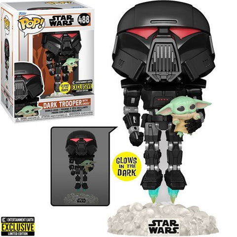 Star Wars: Dark Trooper with Grogu - Glow in the Dark Entertainment Earth Exclusive Funko Pop!